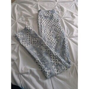 Margaret M Slimming Pants CA22042 Womens M Blue White Paisley Stretch Zip Pocket